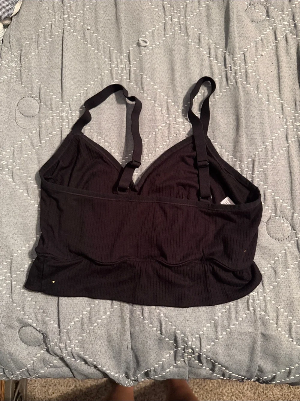 Auden Black Ribbed V-Neck Bralette